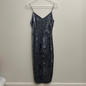 Fashion Nova Blue Velvet Spaghetti Strap Midi Dress, Size Small